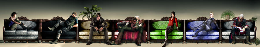 Resident Evil and DMC Sitting Characters