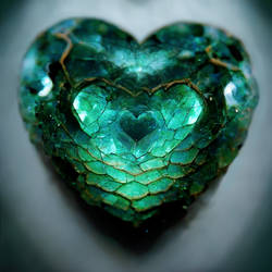 Snake Emerald and Sapphire Gem in a shape of Heart