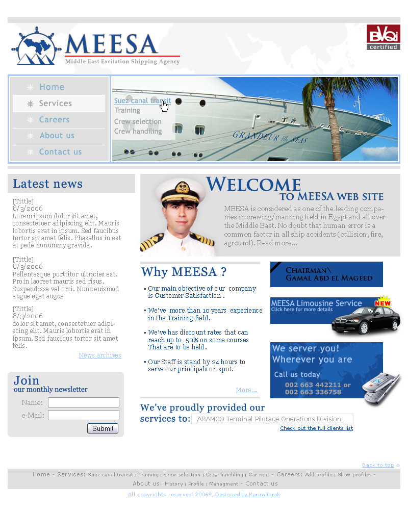 MEESA Web site layout by kono