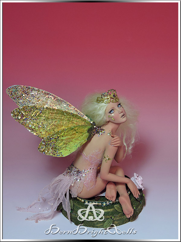 Golden Cicada Fairy OOAK Sculpture