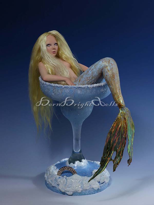 Moonlight Martini Mermaid OOAK sculpture