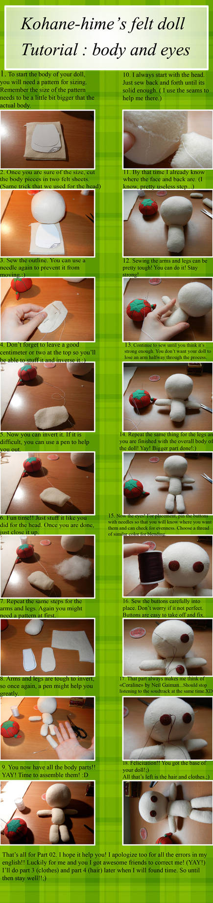 Felt doll tutorial :part 02