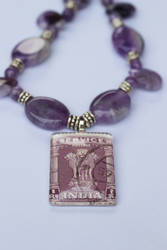 India Postage Stamp Necklace