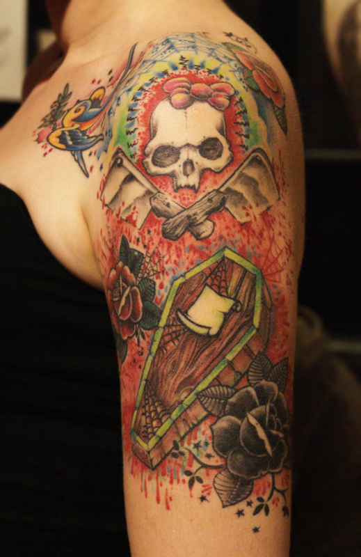 skull and hatchet tattoo