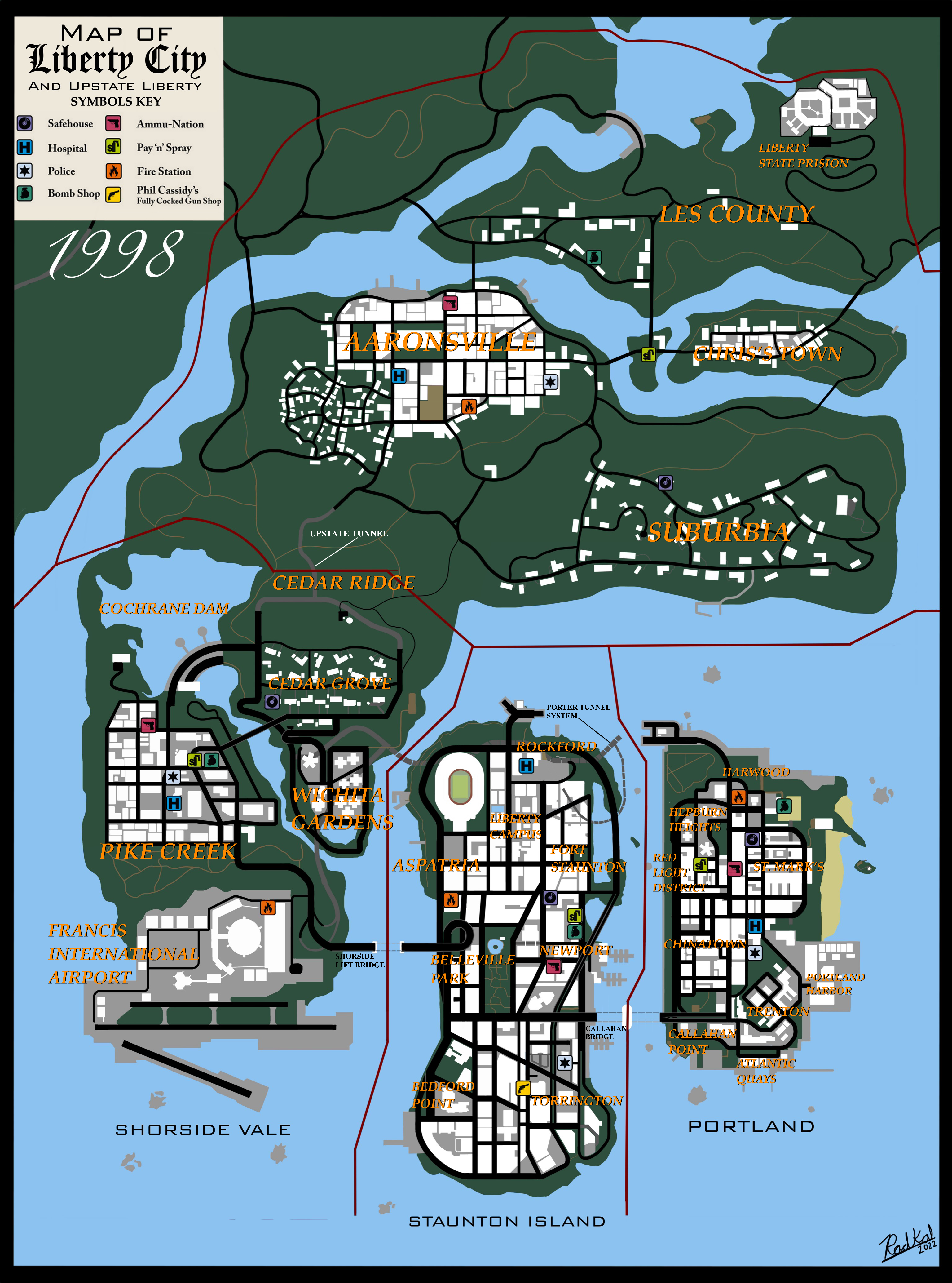 Map of Liberty City - with street names by roset03 on DeviantArt