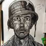 The 2,000-Yard Stare Pen Drawing by Andre Cadore