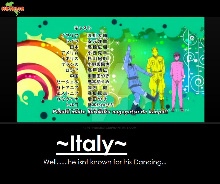 Hetalia Beautiful World Italy S Dancing By Peppermix14 On Deviantart