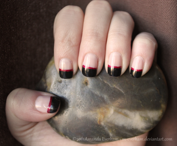 Black and Red French Mani