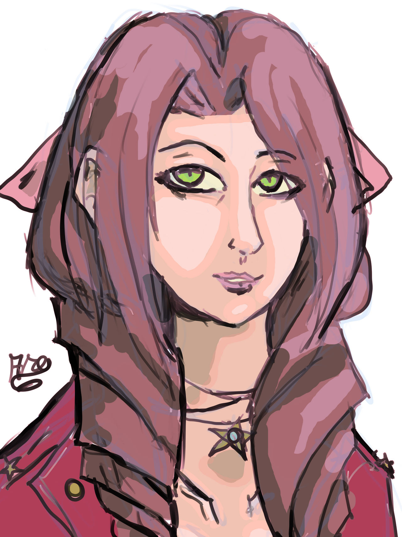 Aerith Portrait (With Color) by AresRicoWinc on DeviantArt