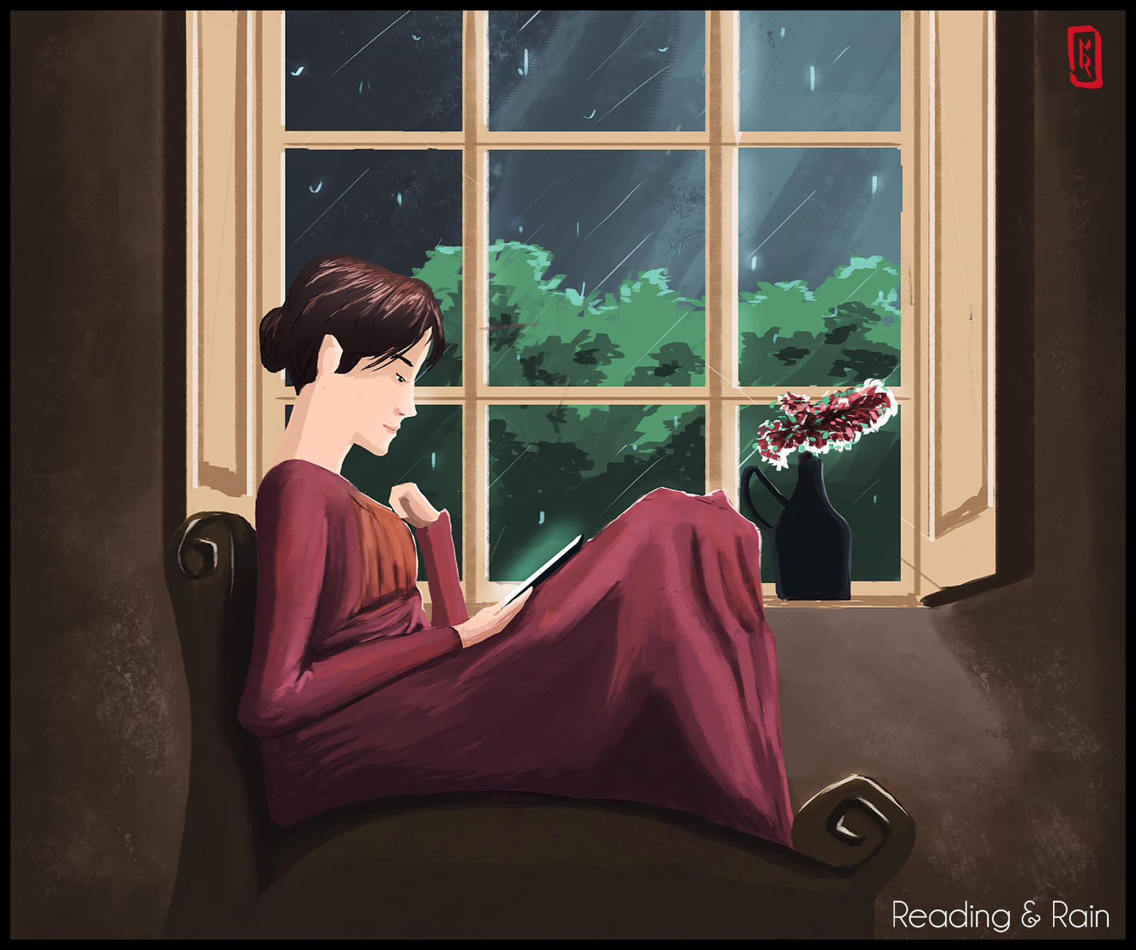 Reading and rain - Jane Austen