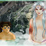 hot spring,Koga and Sesshomaru