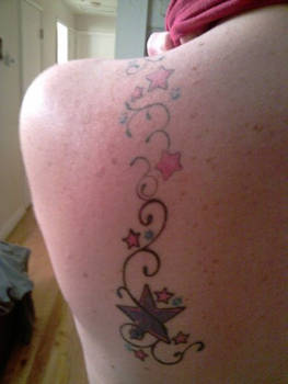 left shoulder blade..