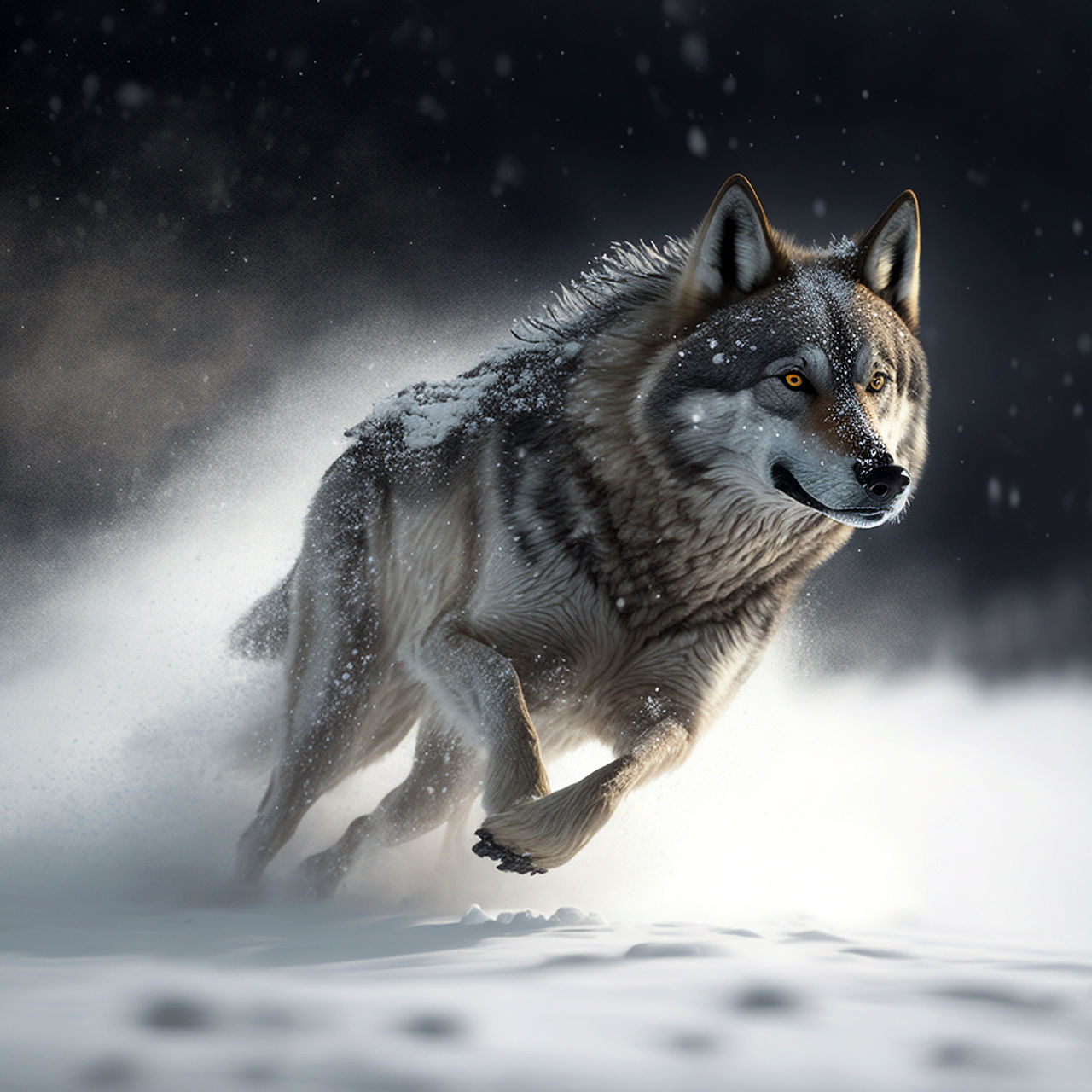 Wolf Running in Deep Snow by JayNL on DeviantArt