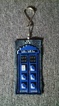 Beaded TARDIS Keychain
