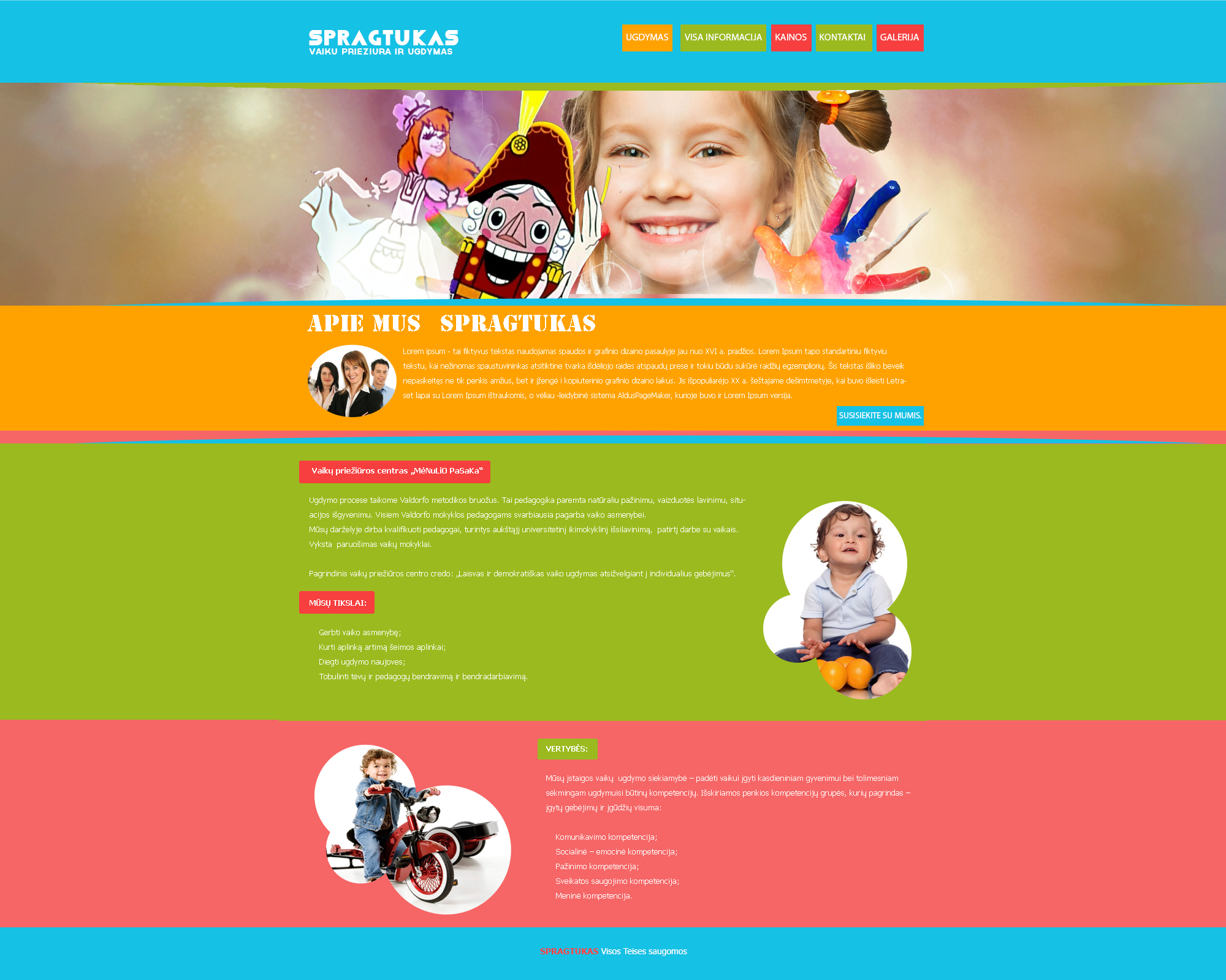 Spragtukas web design, for kids