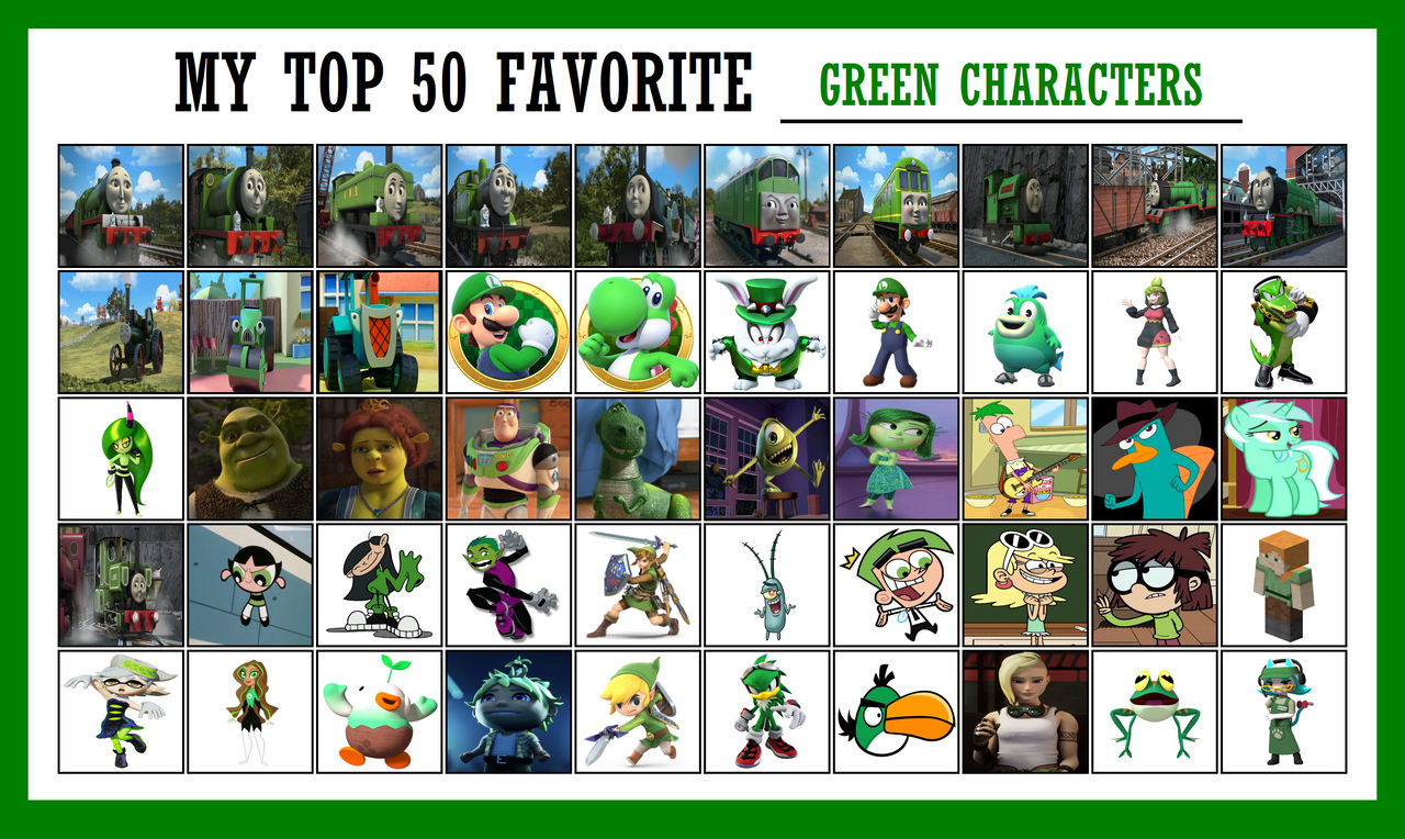 My Top 50 Favorite Green Characters by NoahIsHere18 on DeviantArt