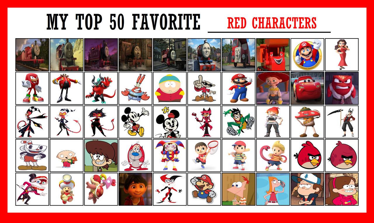 My Top 50 Favorite Red Characters by NoahIsHere18 on DeviantArt