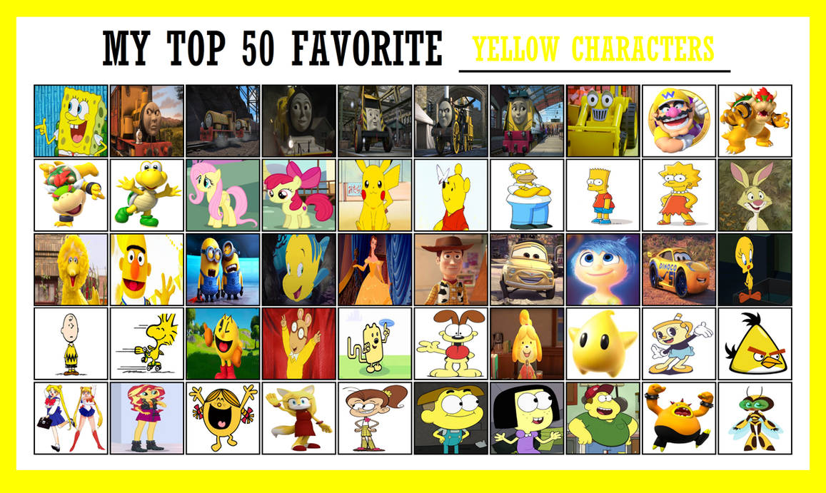 My Top 50 Favorite Yellow Characters by NoahIsHere18 on DeviantArt