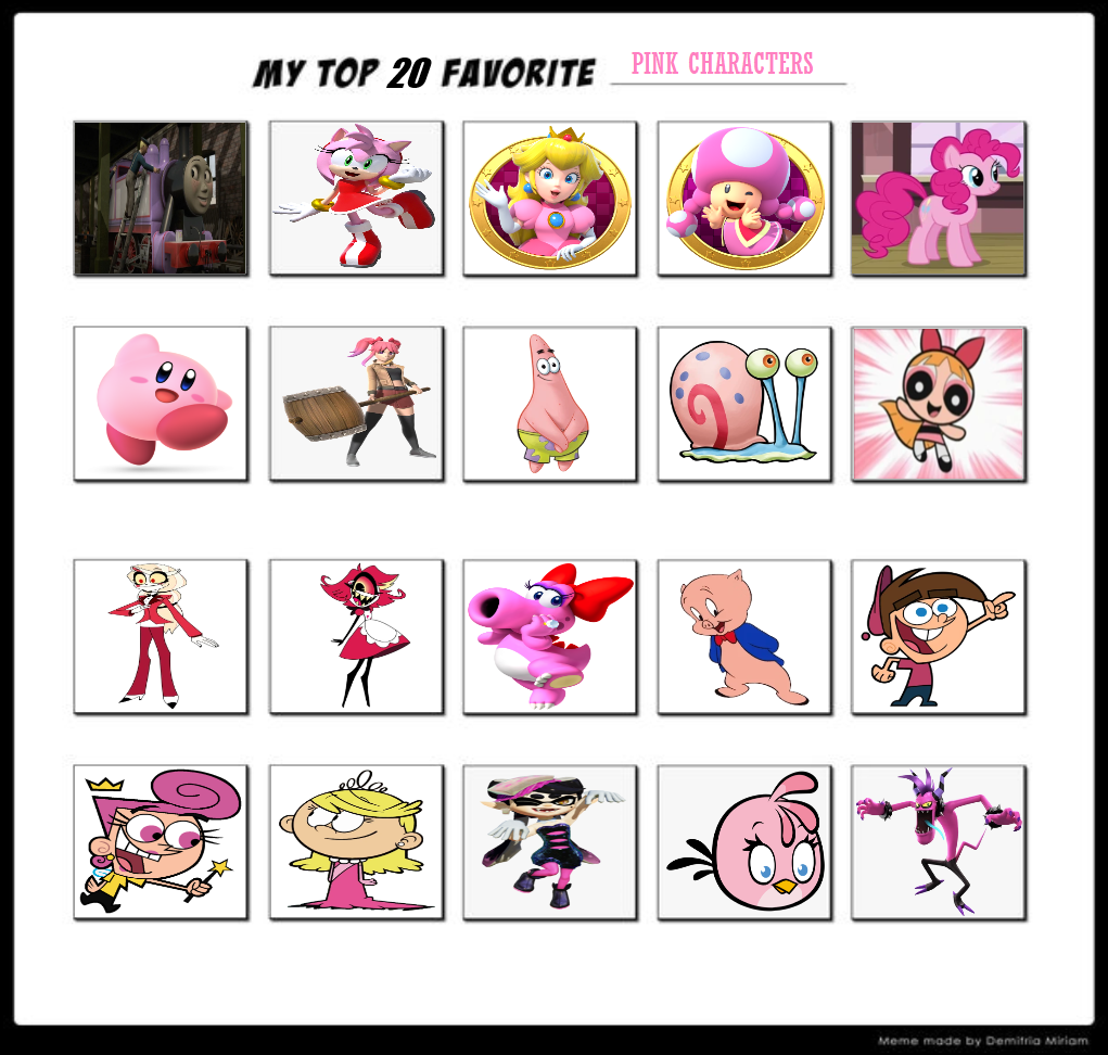 Pink Deviantart My Top 20 Favorite Pink Characters by NoahIsHere18 on DeviantArt