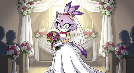 Blaze the Cat in Wedding Dress
