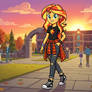 Casual Sunset Wearing Flannel Tied Around Waist
