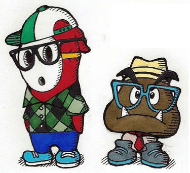 Hipster Shy Guy and Goomba