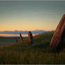 Menhirs on a barrow.