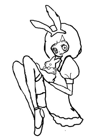 Cute anmie bunnie girl lineart