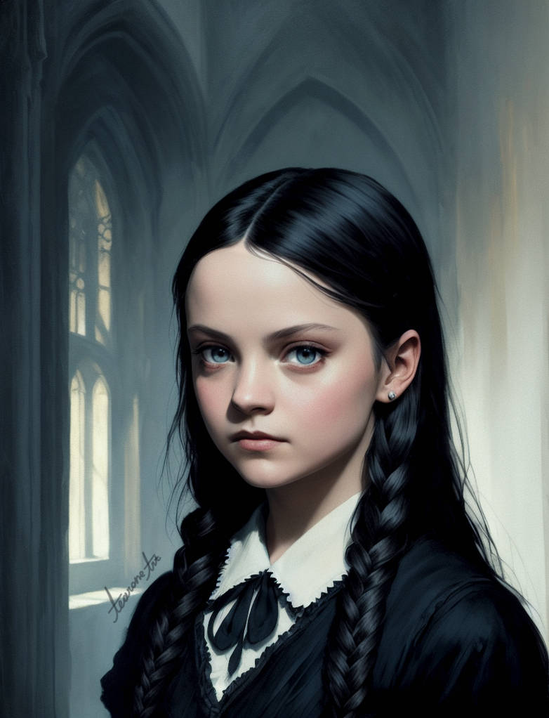 Wednesday Addams Oil Portrait by AearoneArt on DeviantArt