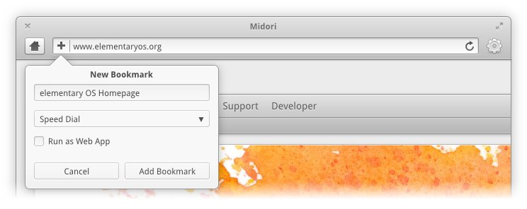 Add Bookmark Popover