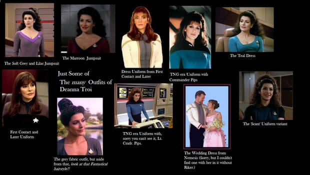 Just Some of the Many Outfits of Deanna Troi