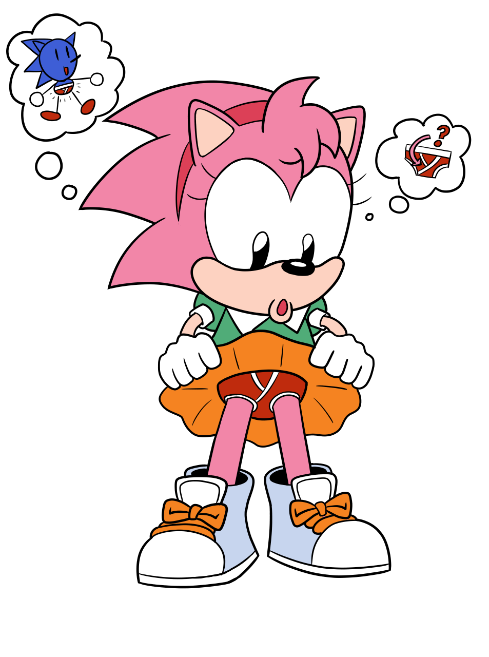 Comm: Amy curious about Sonic's briefs by sergeant16bit on DeviantArt