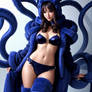 Sexy girl wrapped in fur tentacles