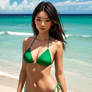 Sexy girl in tiny green bikini
