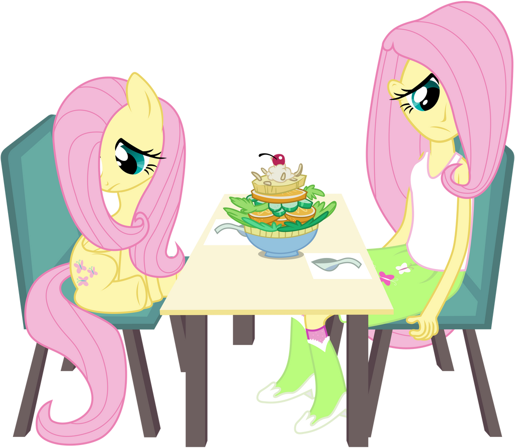 Two Fluttershies, One Salad