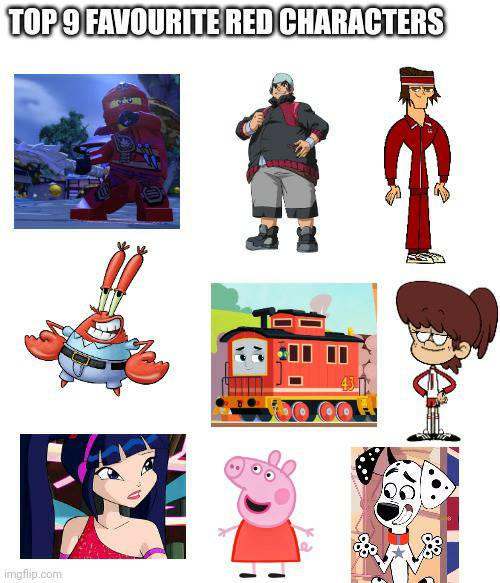 Top 9 favourite red characters by Matth8w8nvy on DeviantArt