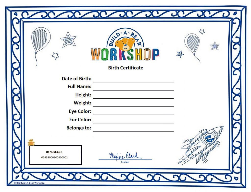 Build a Bear Birth Certificate - Version One by Snouie on DeviantArt Throughout Build A Bear Birth Certificate Template