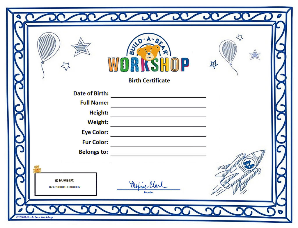 Build a Bear Birth Certificate - Version One by Snouie on DeviantArt Throughout Build A Bear Birth Certificate Template