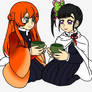 Akiko and Kanao tea time