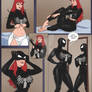 MJ is trying on a symbiote suit.