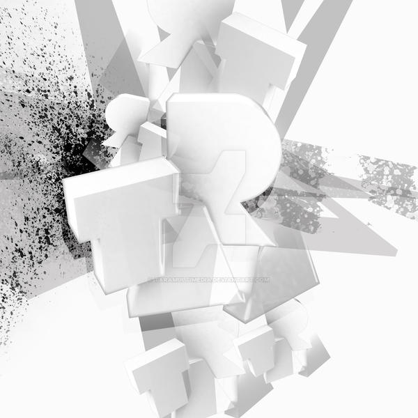 the 3D white typography