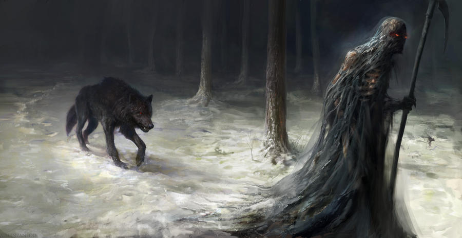 Wolf and Death by Manzanedo