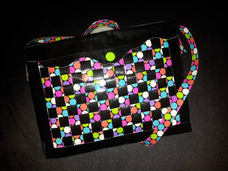 polka dot duct tape messenger bag