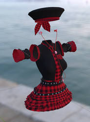 (DL) MMD plaid schoolgirl outfit + gloomy mp3 set