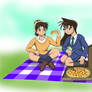 Ran Mouri and Kazuha Pizza Picnic