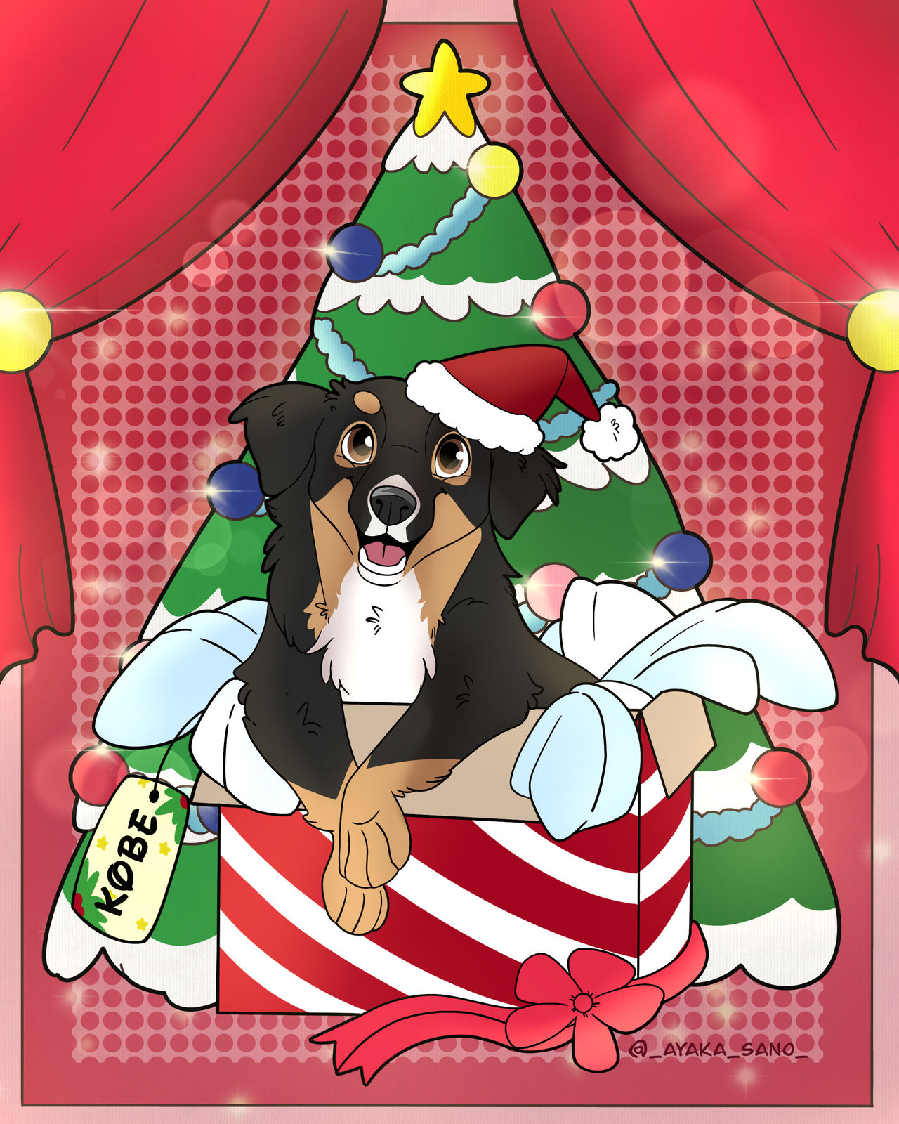 Disney style pet portrait Christmas by tidbitzwolfie on DeviantArt