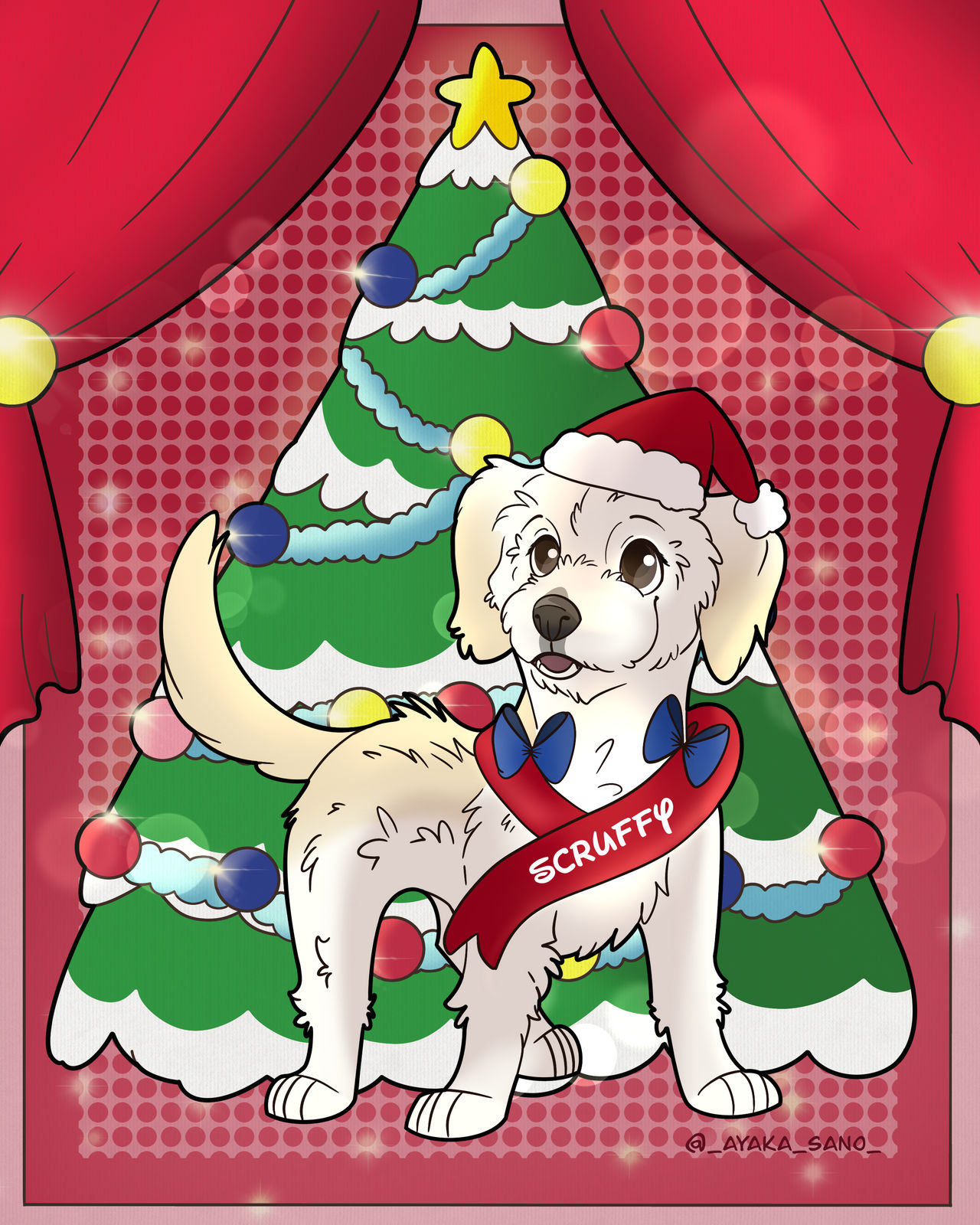 Disney style pet portrait Christmas by tidbitzwolfie on DeviantArt