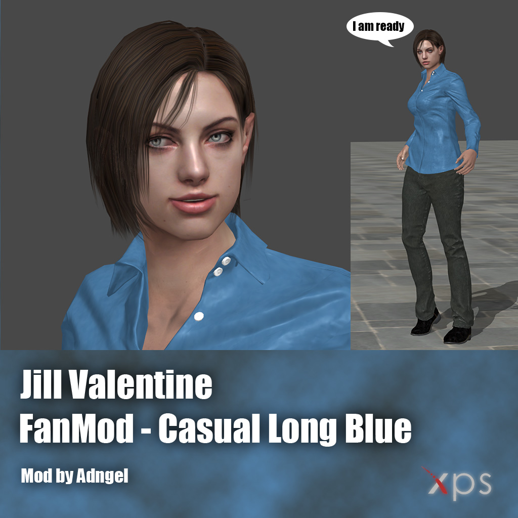 Jill Valentine FanMod Casual Long Blue