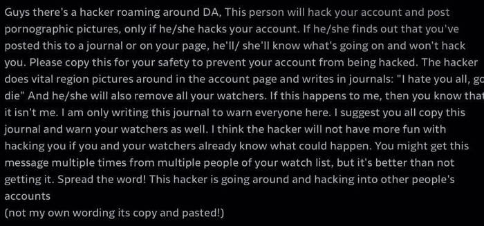 Hacker warning