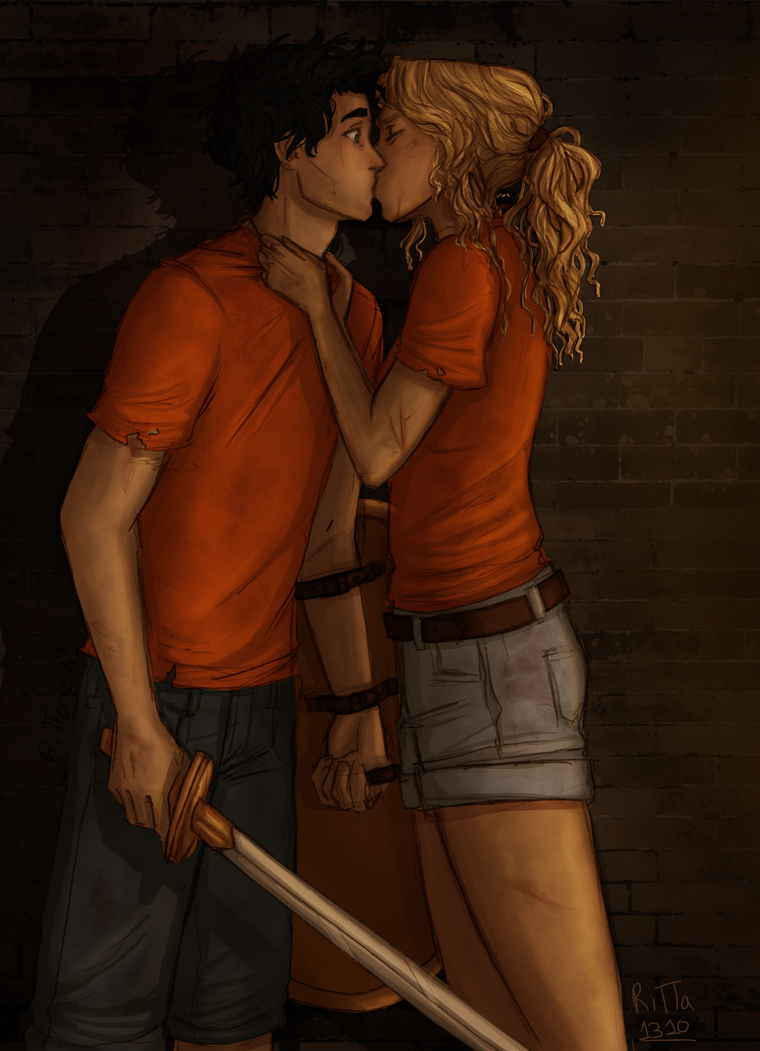 Percabeth's first kiss - re draw by RiTTa1310 on DeviantArt.